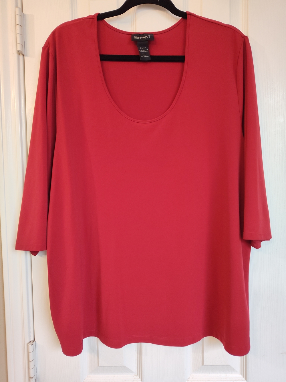 Lane Bryant Red Scoop Neck 3/4 Sleeve Tee